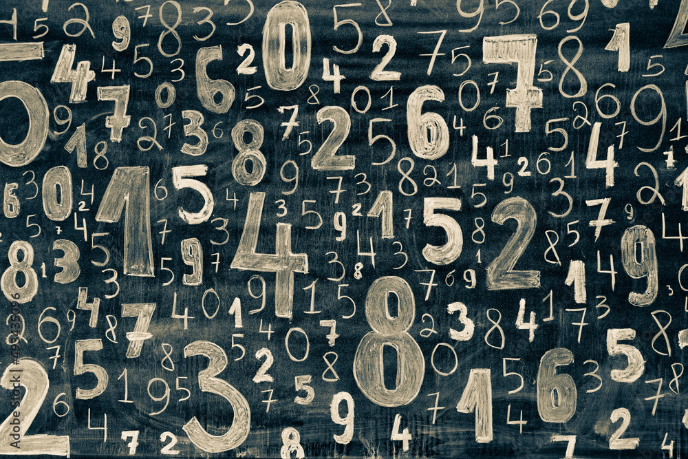 Poster background of numbers. from zero to nine. numbers texture. finance data concept. mathematic. seamles