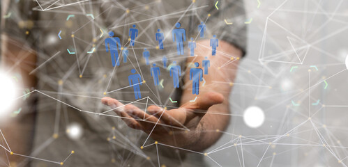 Global network. Blockchain. 3D illustration. Neural networks and artificial intelligence. Abstract