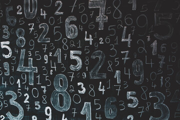 Background of numbers. from zero to nine. Numbers texture. Finance data concept. Mathematic. Seamless pattern with numbers. financial crisis concept. Business success.