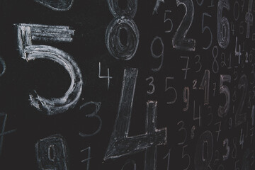 Background of numbers. from zero to nine. Numbers texture. Finance data concept. Mathematic. Seamless pattern with numbers. financial crisis concept. Business success.