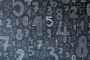 Background of numbers. from zero to nine. Numbers texture. Finance data concept. Mathematic. Seamless pattern with numbers. financial crisis concept. Business success.