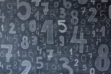Background of numbers. from zero to nine. Numbers texture. Finance data concept. Mathematic. Seamless pattern with numbers. financial crisis concept. Business success.