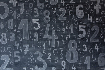 Background of numbers. from zero to nine. Numbers texture. Finance data concept. Mathematic. Seamless pattern with numbers. financial crisis concept. Business success.