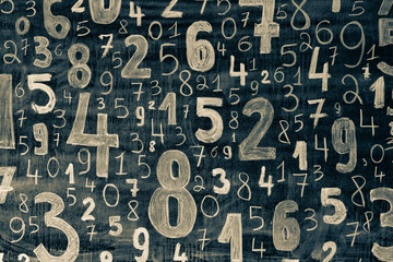 Background of numbers. from zero to nine. Numbers texture. Finance data concept. Mathematic. Seamless pattern with numbers. financial crisis concept. Business success.