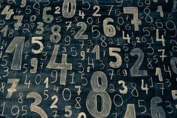 Background of numbers. from zero to nine. Numbers texture. Finance data concept. Mathematic. Seamless pattern with numbers. financial crisis concept. Business success.