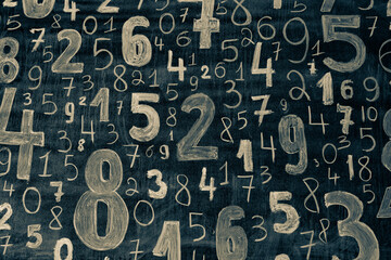 Background of numbers. from zero to nine. Numbers texture. Finance data concept. Mathematic. Seamless pattern with numbers. financial crisis concept. Business success.