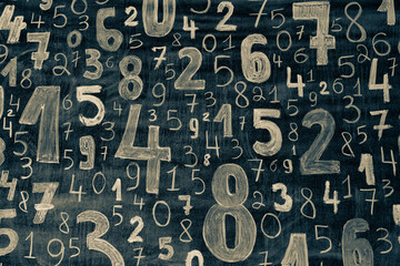 Background of numbers. from zero to nine. Numbers texture. Finance data concept. Mathematic. Seamless pattern with numbers. financial crisis concept. Business success.