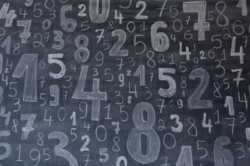 Background of numbers. from zero to nine. Numbers texture. Finance data concept. Mathematic....