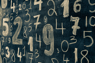 Fototapeta na wymiar Background of numbers. from zero to nine. Numbers texture. Finance data concept. Mathematic. Seamless pattern with numbers. financial crisis concept. Business success.