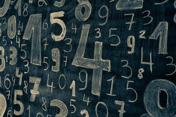 Background of numbers. from zero to nine. Numbers texture. Finance data concept. Mathematic....