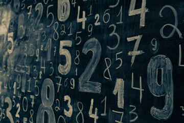 Background of numbers. from zero to nine. Numbers texture. Finance data concept. Mathematic. Seamless pattern with numbers. financial crisis concept. Business success.