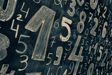 Background of numbers. from zero to nine. Numbers texture. Finance data concept. Mathematic. Seamless pattern with numbers. financial crisis concept. Business success.