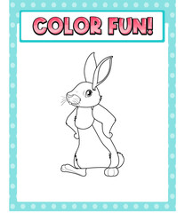 Worksheets template with color fun! text and rabbit outline