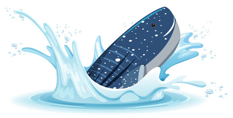 A water splash with whale on white background