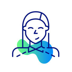 Cute young student girl. Pixel perfect, editable stroke icon