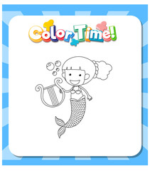 Worksheets template with color time text and Mermaid outline