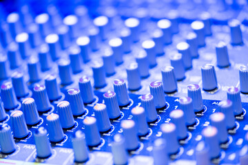 Fototapeta premium Shiny switches on sound mixer control