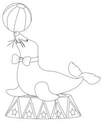 Seal doodle outline for colouring