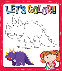 Worksheets template with Lets color text