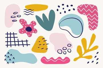 Hand drawn organic shapes abstract background. Vector illustration