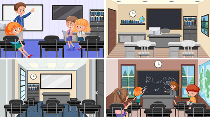 Set of student in the classroom scene