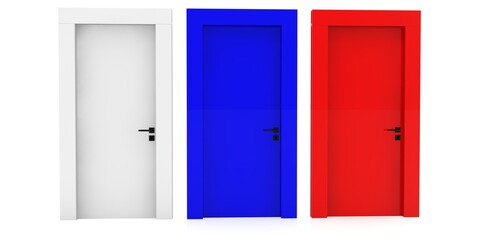 The concept in the form of three closed doors in the national colors of Russia