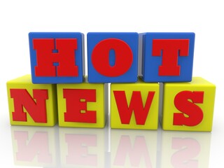 HOT NEWS concept on toy blocks in the national colors of Ukraine
