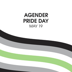 Agender Pride Day vector. Agender waving pride flag icon vector isolated on a white background. May 19. Important day