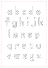 Children Learning Printable - Tracing, Coloring, and Writing Alphabet Lowercase Poster