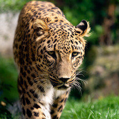 Ein Gepard im Zoo auf der Pirsch.