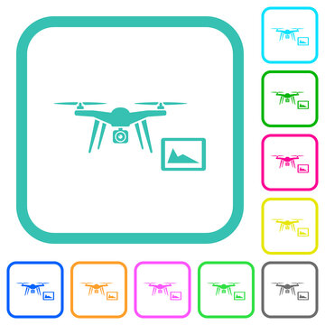Drone controlling from tablet vivid colored flat icons