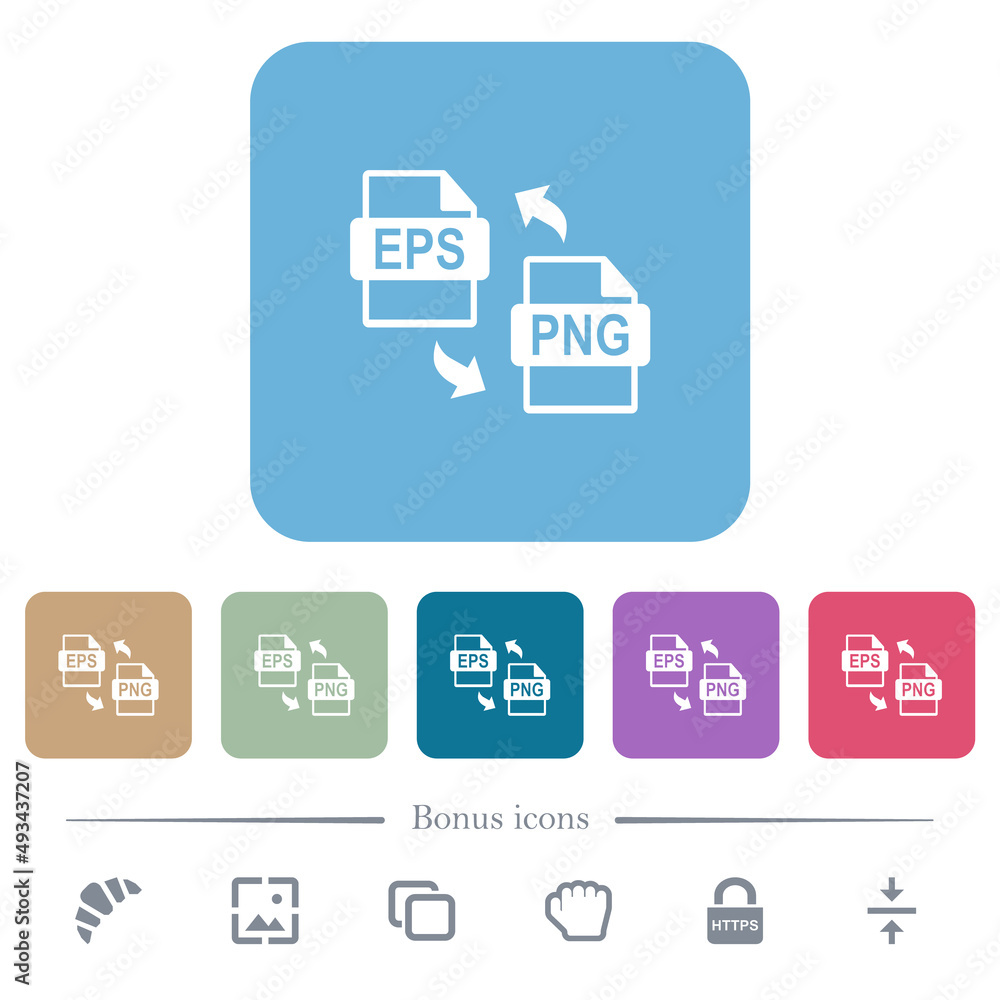 Poster eps png file conversion flat icons on color rounded square backgrounds