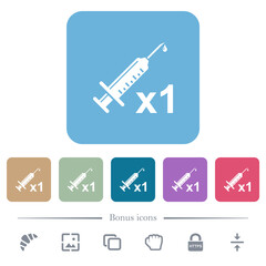 First vaccine dose flat icons on color rounded square backgrounds