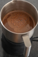 Delicious homemade chocolate in a chocolate maker