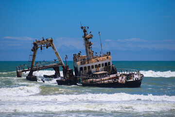 a stranded ship at the Skeleton Coast, Namibia