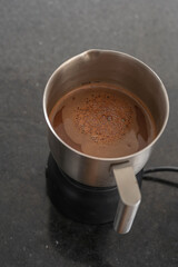 Delicious homemade chocolate in a chocolate maker