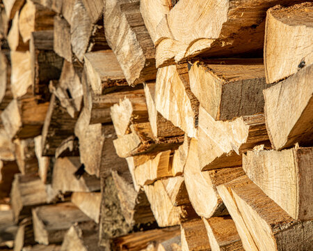 beech firewood on a big pile full background