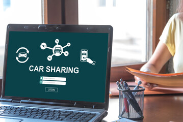 Car sharing concept on a laptop screen