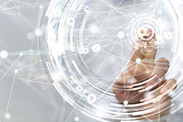 Global network. Blockchain. 3D illustration. Neural networks and artificial intelligence. Abstract