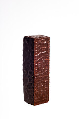 Waffle chocolate bar, insulated on a white background, waffles in glaze