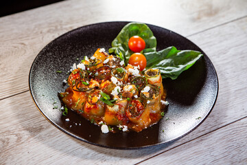 eggplant rolls with feta cheese and spices