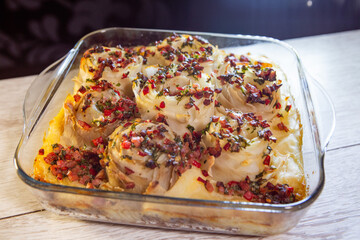 baked potato streamers with spices and vegetables