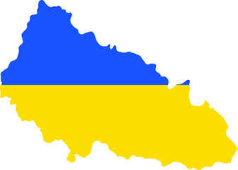 Flat vector map of the Ukrainian administrative area  of ZAKARPATTIA OBLAST combined with official flag of UKRAINE