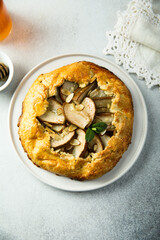 Homemade pear galette with almond and honey