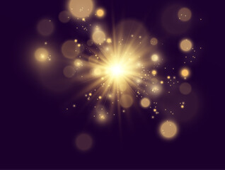 Fototapeta premium Bright beautiful golden sparks on a background.