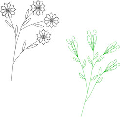 Fototapeta na wymiar Doodle Flower Flat Illustration Vector