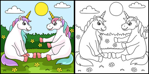 Unicorn Talking With A Friend Coloring Page 