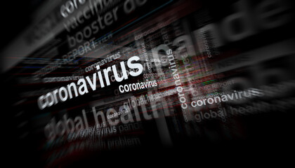 Headline titles media with coronavirus covid epidemic 3D illustration