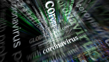 Headline titles media with coronavirus covid epidemic 3D illustration