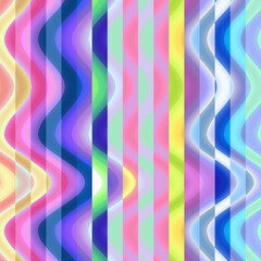 Vertical Wavy and Straight Colorful Blurred Stripes Abstract Glossy Style Hologram Design Seamless Pattern Trendy Bright Colors